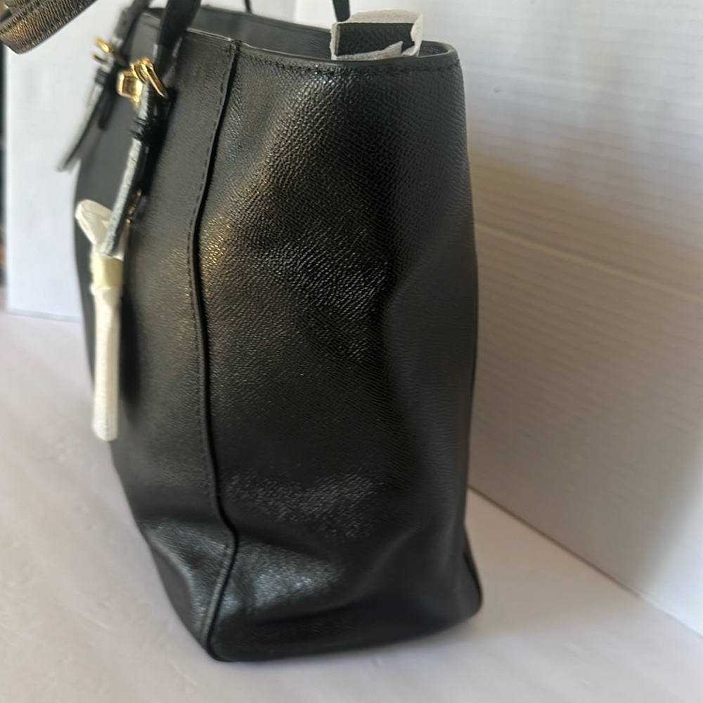 NWT Coach Turnlock Tote Black Crossgrain Leather Large Shoulder Bag Purse - Picture 7 of 12